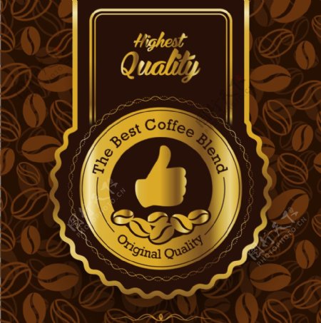 金色优质咖啡标签背景矢量素材
