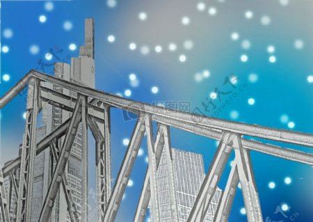 金属大桥蓝色背景图案