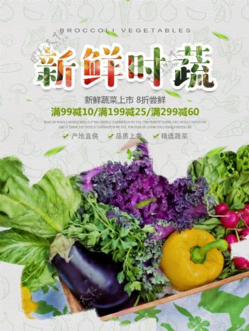 绿色有机天然新鲜蔬菜促销海报