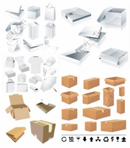 包装盒与纸箱模板矢量素材