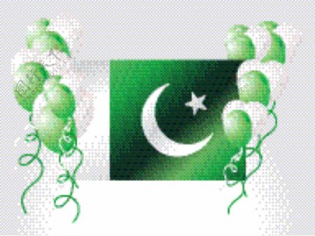 巴基斯坦国旗和气球
