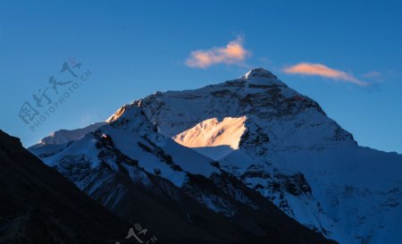 西藏珠穆朗玛峰落日风景