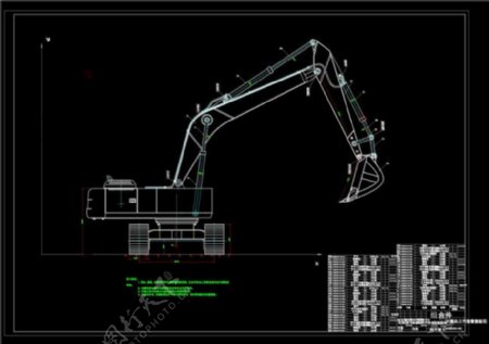 挖掘机装配图CAD机械图纸