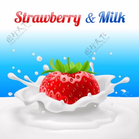牛奶草莓背景图