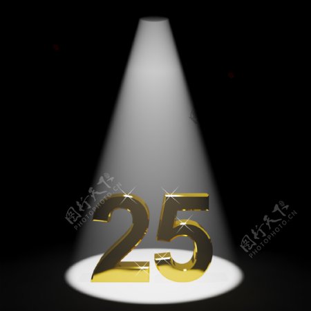 黄金第二十五三维数字表示纪念或生日