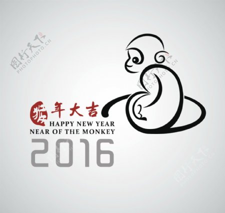 卡通2016年猴年背景图片