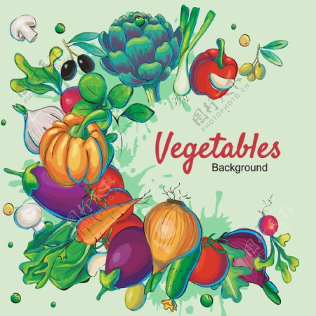 各种蔬菜插图背景设计