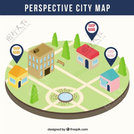 三维视图城市地图矢量素材