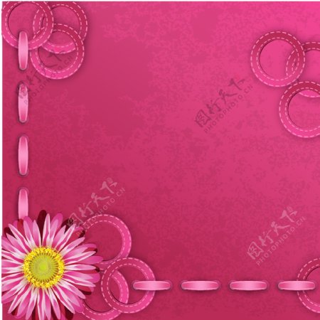 手绘粉色花朵圈圈背景