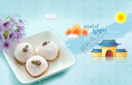 韩国美味米糕PSD素材