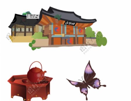 韩国房屋水壶蝴蝶