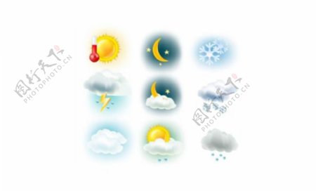 云与雪和太阳天气图标