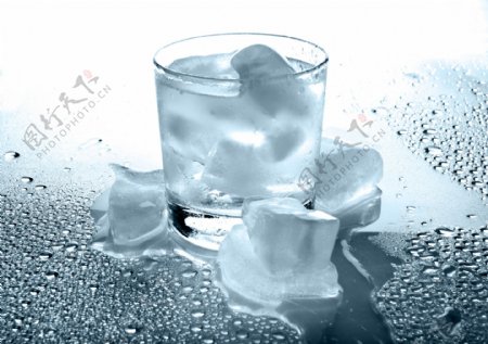 杯子里的冰块与水珠图片