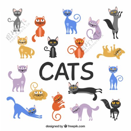 17款卡通猫咪设计矢量素材