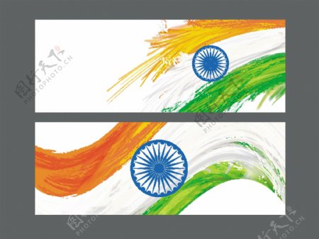 网站标题或横幅设置创造性印度国旗设计为独立日庆祝活动