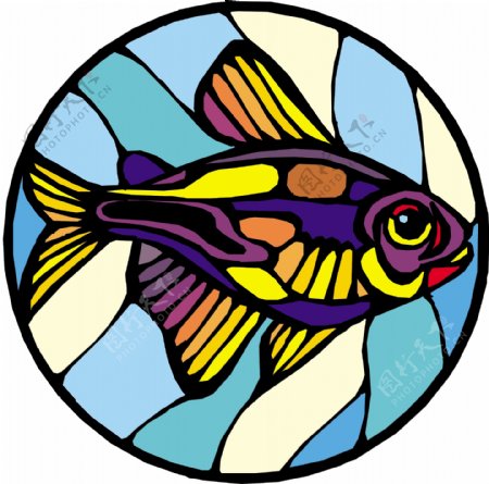 五彩小鱼水生动物矢量素材EPS格式0516