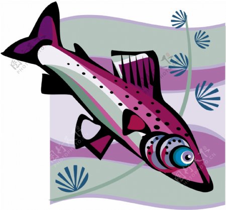 五彩小鱼水生动物矢量素材EPS格式0603