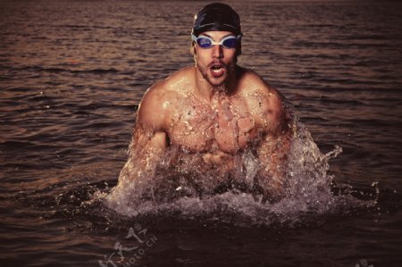游泳肌肉男性图片