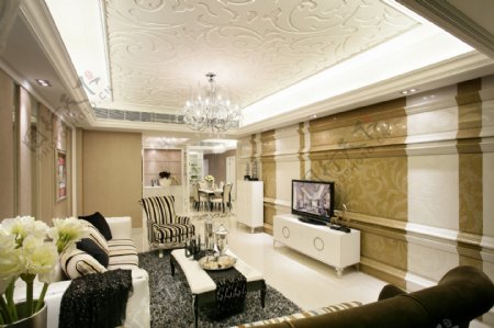 欧式客厅茶几电视墙设计图