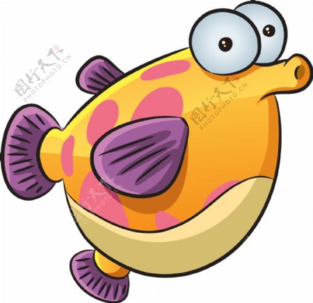 矢量卡通可爱大眼小鱼装饰图案创意元素设计