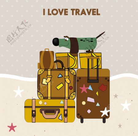 我爱旅游概念手提箱插图