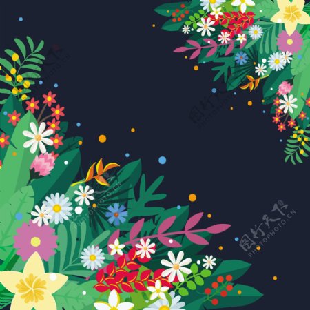 手绘春季花卉背景