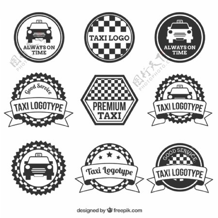 老式的出租车司机收集徽章
