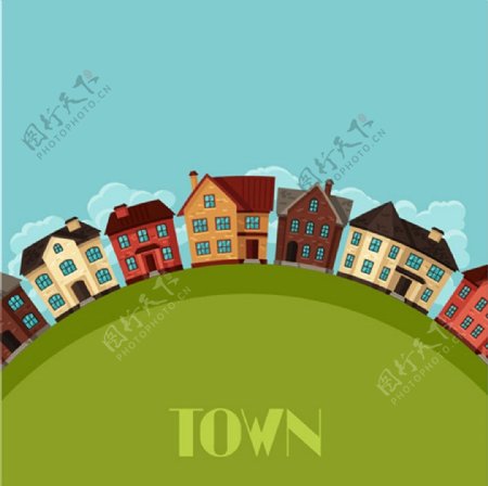 城镇小屋背景图