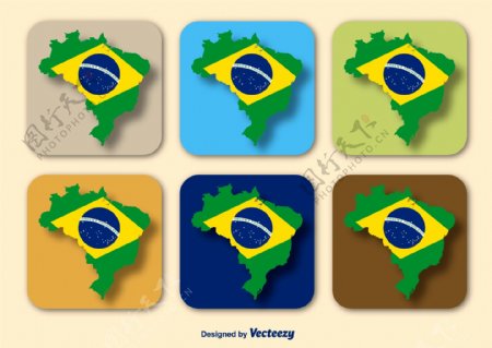 巴西地图元素图标设计