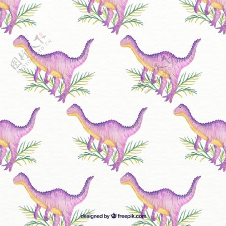 紫色恐龙无缝背景矢量素材