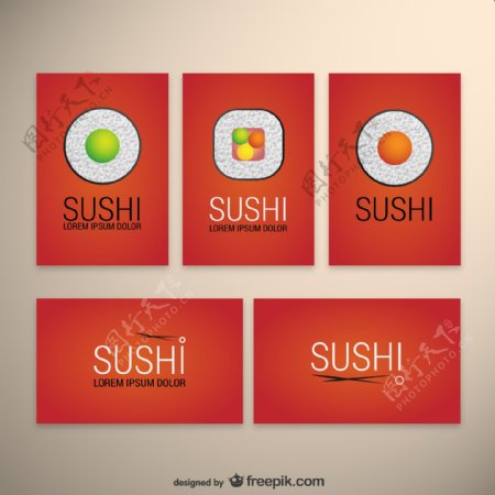 5款复古寿司卡片图片