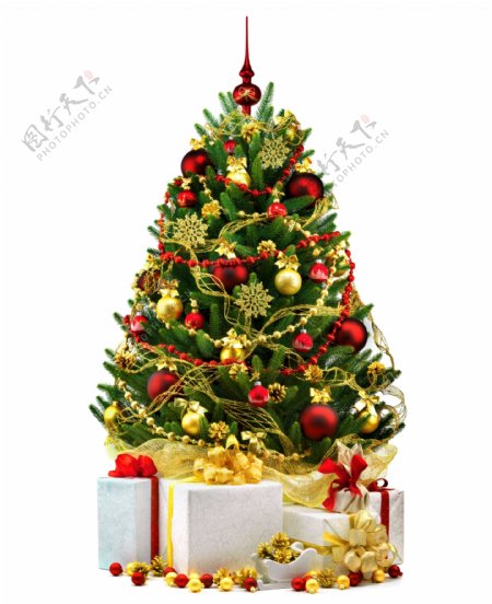 圣诞礼物与圣诞树图片