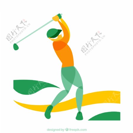 抽象彩色高尔夫球手矢量图