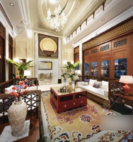 中式别墅客厅图片