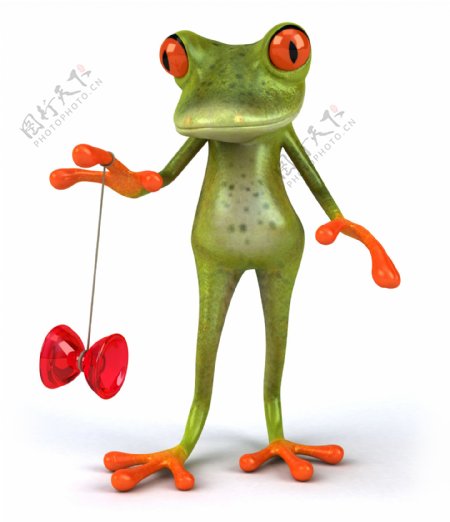 玩悠悠球的3D青蛙图片
