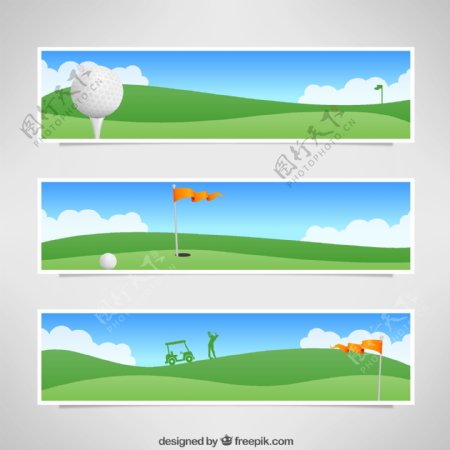 蓝天草地高尔夫图片
