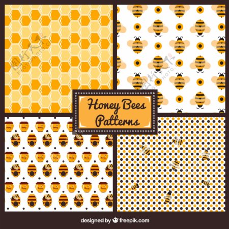 可爱的蜜蜂和蜜蜂的图案