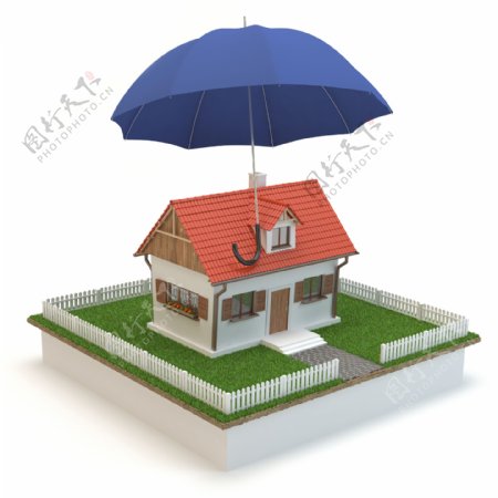 雨伞下的房子模型图片
