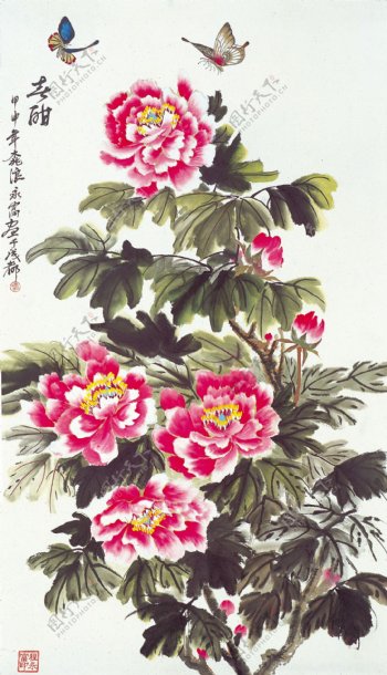 树枝花卉油画图片