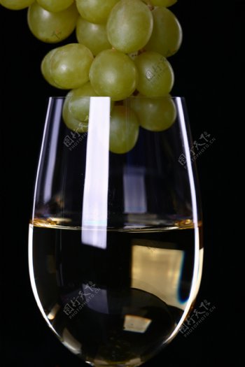 葡萄酒上的青葡萄图片