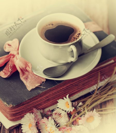 菊花茶与咖啡图片