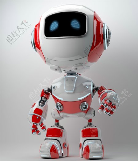 红白相间的小机器人图片