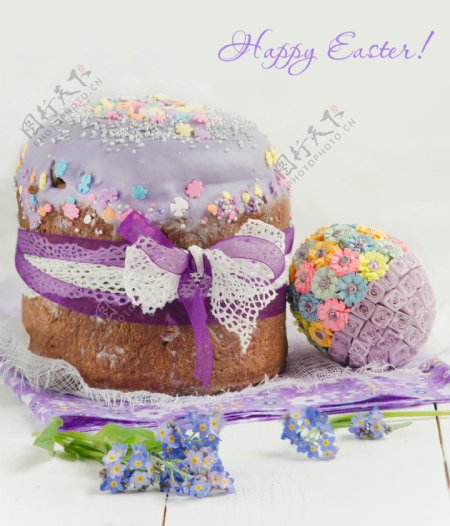 复活节彩蛋与巧克力蛋糕图片