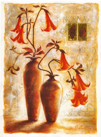 花卉瓶子油画图片