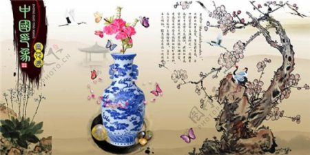 中国印象青花瓷传统海报psd素材四