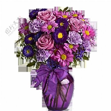 紫色花瓶插花花朵