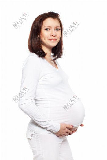 双手托着肚子的孕妇图片