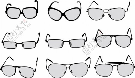 一包各种简单的矢量眼镜插图
