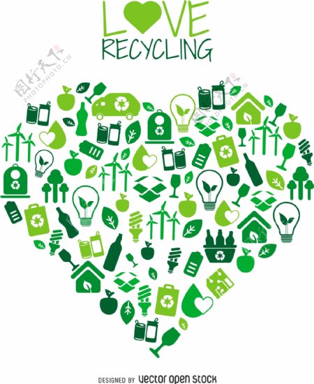 回收和环境图标的心