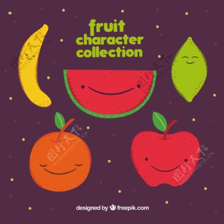 可爱快乐水果表情图矢量素材